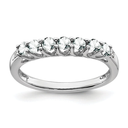 10K White Gold Topaz And Diamond 7-Stone Ring