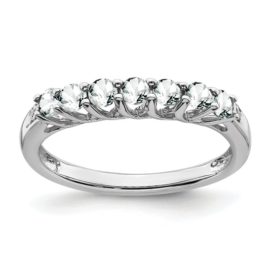 10K White Gold Topaz And Diamond 7-Stone Ring