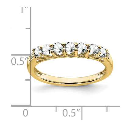 10K Yellow Gold White Topaz And Diamond 7-Stone Ring