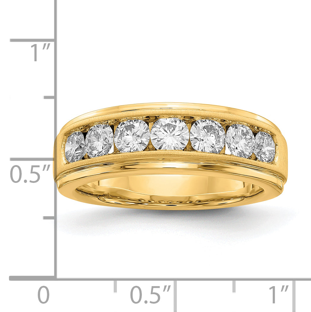 10k Yellow Gold 1 1/2 Ct. Lab Grown Diamond VS/SI+ G+ Seven Stone Men's Ring