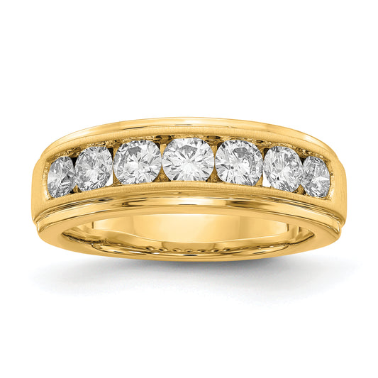 10k Yellow Gold 1 1/2 Ct. Lab Grown Diamond VS/SI+ G+ Seven Stone Men's Ring