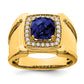 14k Yellow Gold 1/4 Ct. Lab Grown Diamond VS/SI+ G+ and Lab Created Blue Sapphire Men's Ring