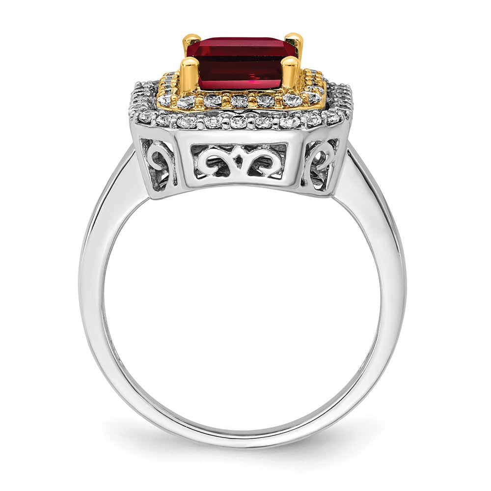 14k Two-Tone 5/8 Ct. Lab Grown Diamond VS/SI+ G+ and Lab Created Ruby Fashion Ring
