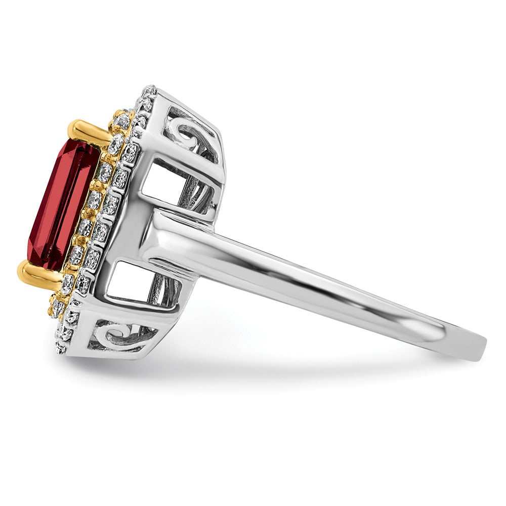 14k Two-Tone 5/8 Ct. Lab Grown Diamond VS/SI+ G+ and Lab Created Ruby Fashion Ring