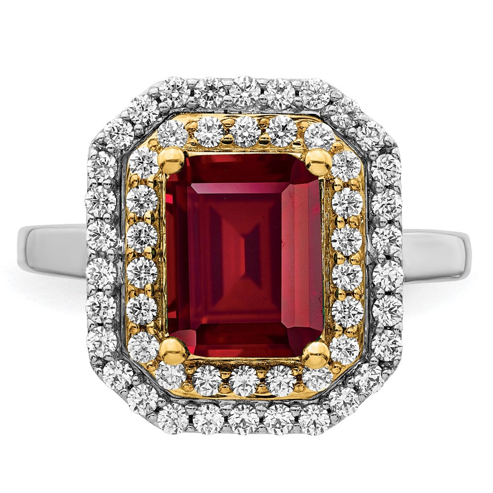 14k Two-Tone 5/8 Ct. Lab Grown Diamond VS/SI+ G+ and Lab Created Ruby Fashion Ring