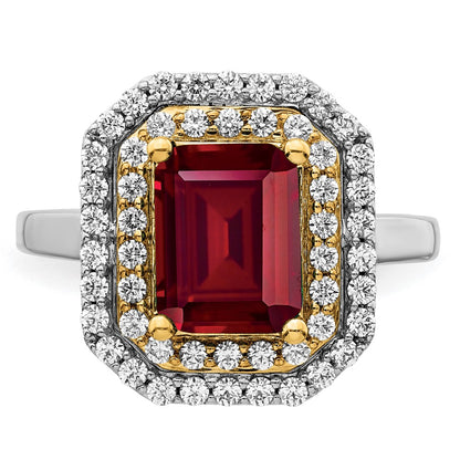 14k Two-Tone 5/8 Ct. Lab Grown Diamond VS/SI+ G+ and Lab Created Ruby Fashion Ring