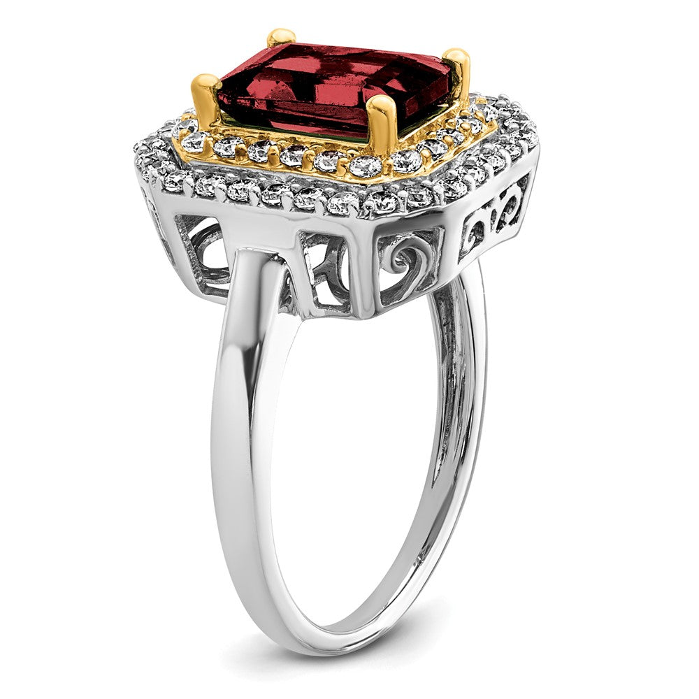 14k Two-Tone 5/8 Ct. Lab Grown Diamond VS/SI+ G+ and Lab Created Ruby Fashion Ring