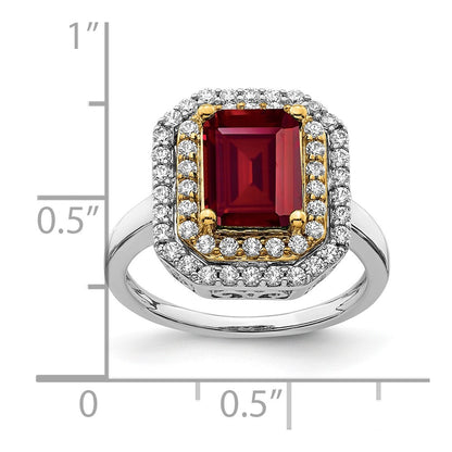 14k Two-Tone 5/8 Ct. Lab Grown Diamond VS/SI+ G+ and Lab Created Ruby Fashion Ring
