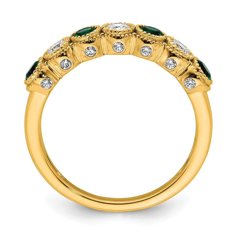 14k Yellow Gold 1/2 Ct. Lab Grown Diamond VS/SI+ G+ and Lab Created Emerald Ring
