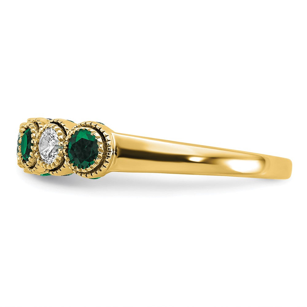 14k Yellow Gold 1/2 Ct. Lab Grown Diamond VS/SI+ G+ and Lab Created Emerald Ring
