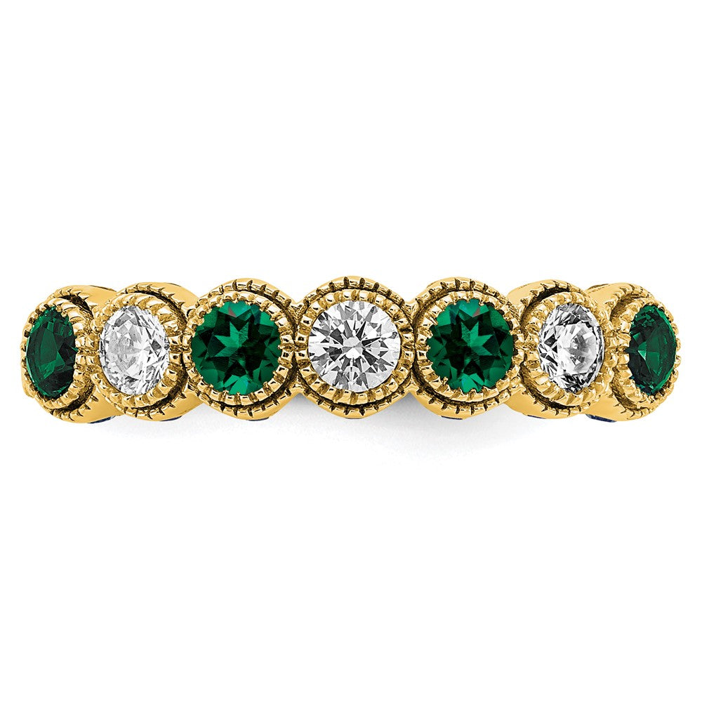 14k Yellow Gold 1/2 Ct. Lab Grown Diamond VS/SI+ G+ and Lab Created Emerald Ring