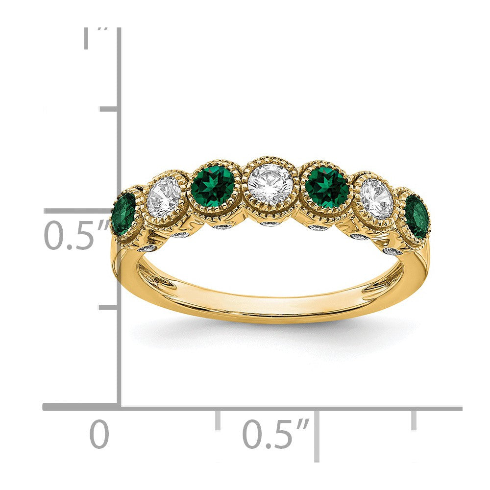14k Yellow Gold 1/2 Ct. Lab Grown Diamond VS/SI+ G+ and Lab Created Emerald Ring
