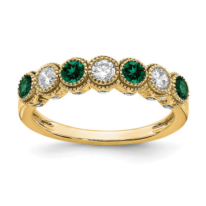 14k Yellow Gold 1/2 Ct. Lab Grown Diamond VS/SI+ G+ and Lab Created Emerald Ring