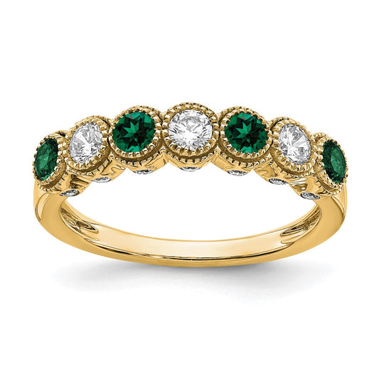 14k Yellow Gold 1/2 Ct. Lab Grown Diamond VS/SI+ G+ and Lab Created Emerald Ring
