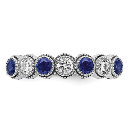 14k White Gold  1/2 Ct. Lab Grown Diamond VS/SI+ G+ and Lab Created Blue Sapphire Ring