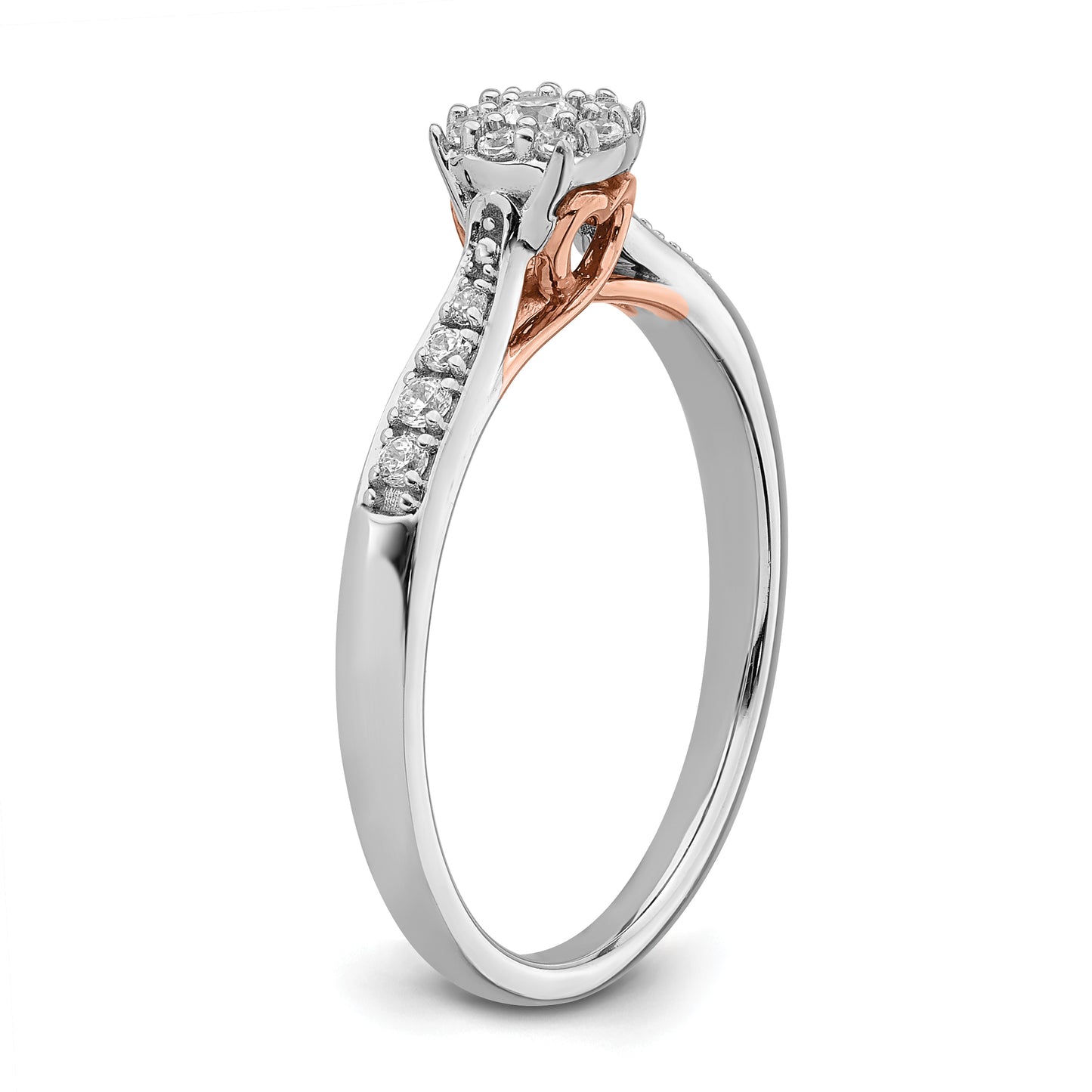 14k Two-tone Two Tone Rose and White Gold 1/5 Ct. Lab Grown Diamond VS/SI+ G+ Petite Engagement Ring