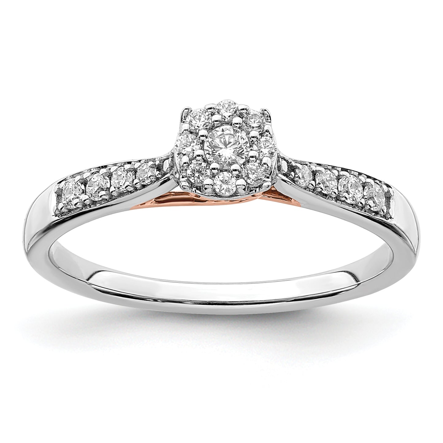 14k Two-tone Two Tone Rose and White Gold 1/5 Ct. Lab Grown Diamond VS/SI+ G+ Petite Engagement Ring