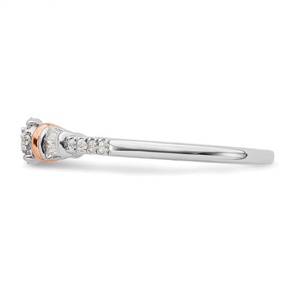 14K White/Rose Gold White And Rose Cluster 1/5 Carat Round/Baguette Diamond Complete Engagement Ring