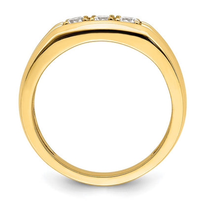 14K Yellow Gold 3 Stone 1/2 Carat Diamond Complete Men'S Ring