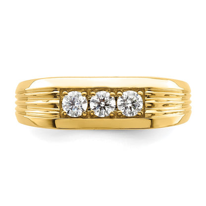 14K Yellow Gold 3 Stone 1/2 Carat Diamond Complete Men'S Ring