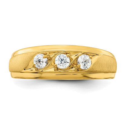 0.38ct. CZ Solid Real 14K 3-Stone Complete Men's Ring