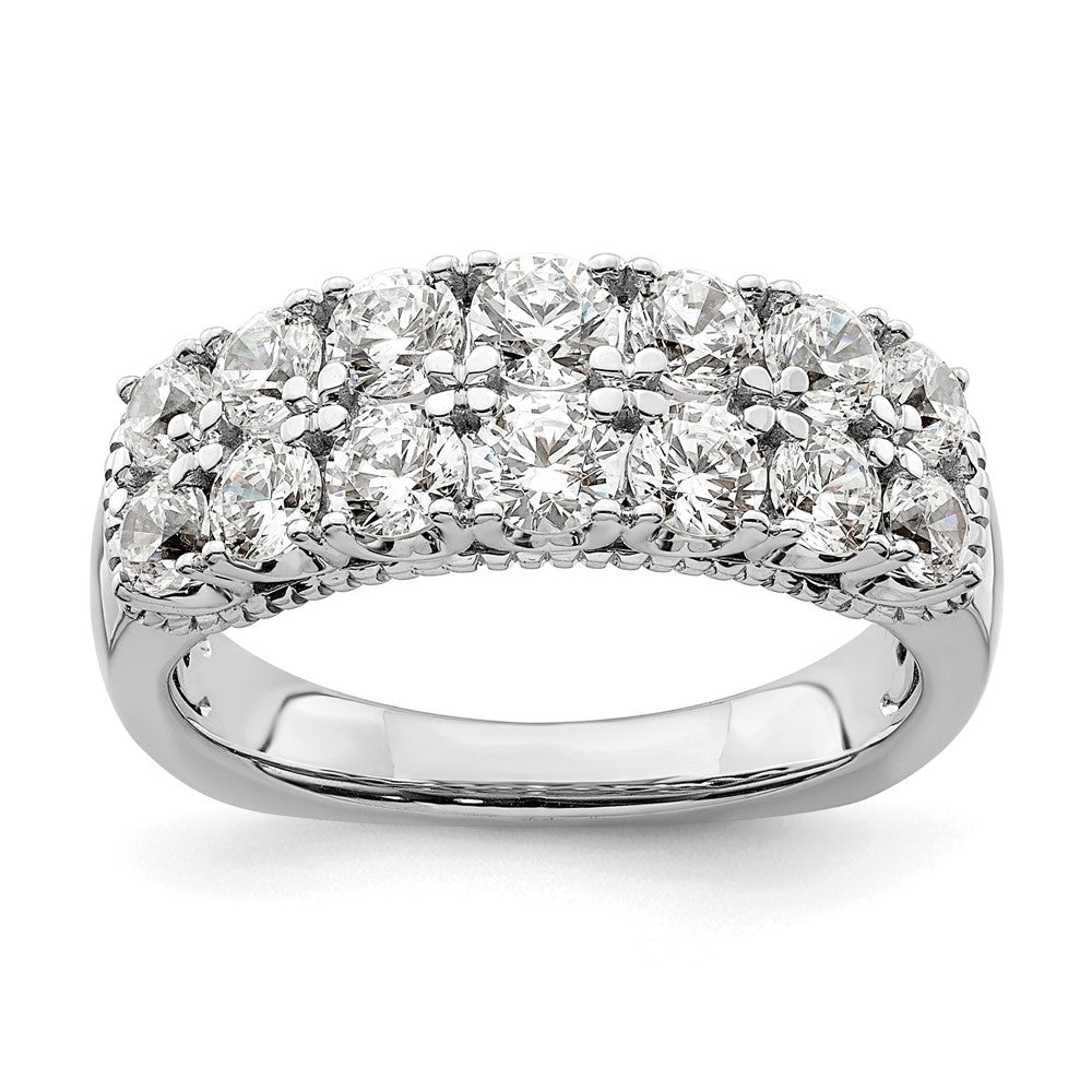 14k White Gold 1 5/8 Ct. Lab Grown Diamond VS/SI+ G+ Double Row Fashion Band Ring