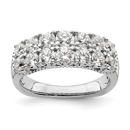 14k White Gold 1 5/8 Ct. Lab Grown Diamond VS/SI+ G+ Double Row Fashion Band Ring