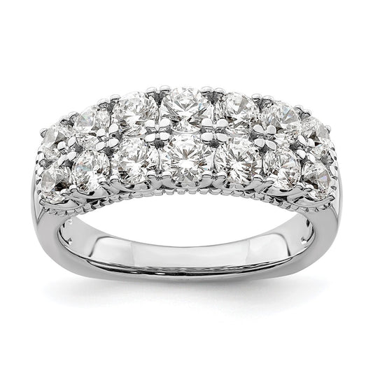 14k White Gold 1 5/8 Ct. Lab Grown Diamond VS/SI+ G+ Double Row Fashion Band Ring
