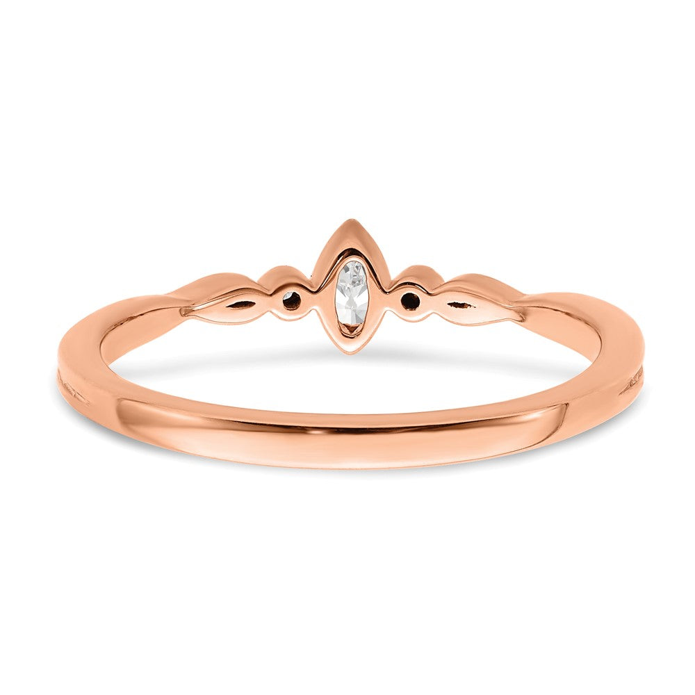 14K Rose Gold Beaded Edge Petite 3 Stone 1/15 Carat Marquise Diamond Complete Promise/Engagement Ring