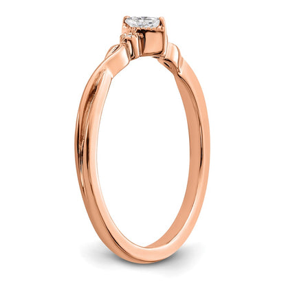 14K Rose Gold Beaded Edge Petite 3 Stone 1/15 Carat Marquise Diamond Complete Promise/Engagement Ring