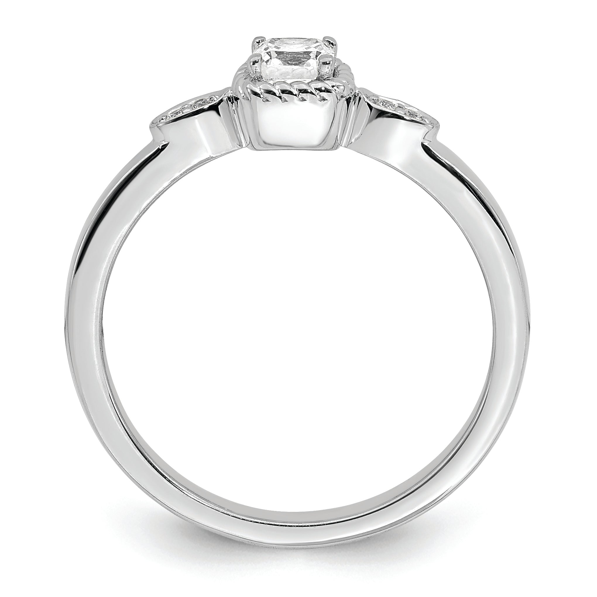 14K White Gold Rope Edge Petite 1/4 Carat Cushion Cut Diamond Complete Promise/Engagement Ring