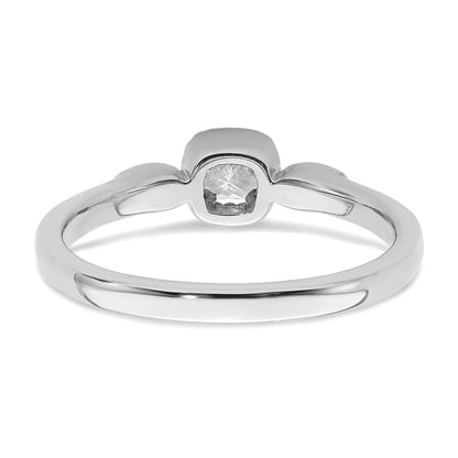 14K White Gold Rope Edge Petite 1/4 Carat Cushion Cut Diamond Complete Promise/Engagement Ring