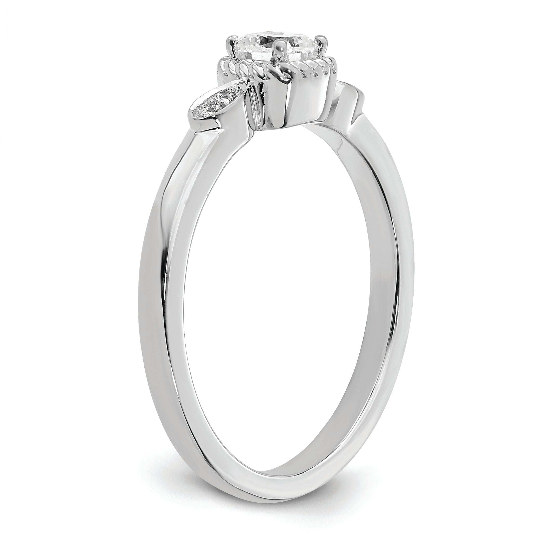 14K White Gold Rope Edge Petite 1/4 Carat Cushion Cut Diamond Complete Promise/Engagement Ring
