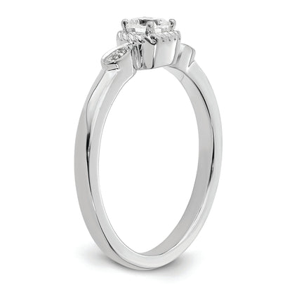 14K White Gold Rope Edge Petite 1/4 Carat Cushion Cut Diamond Complete Promise/Engagement Ring