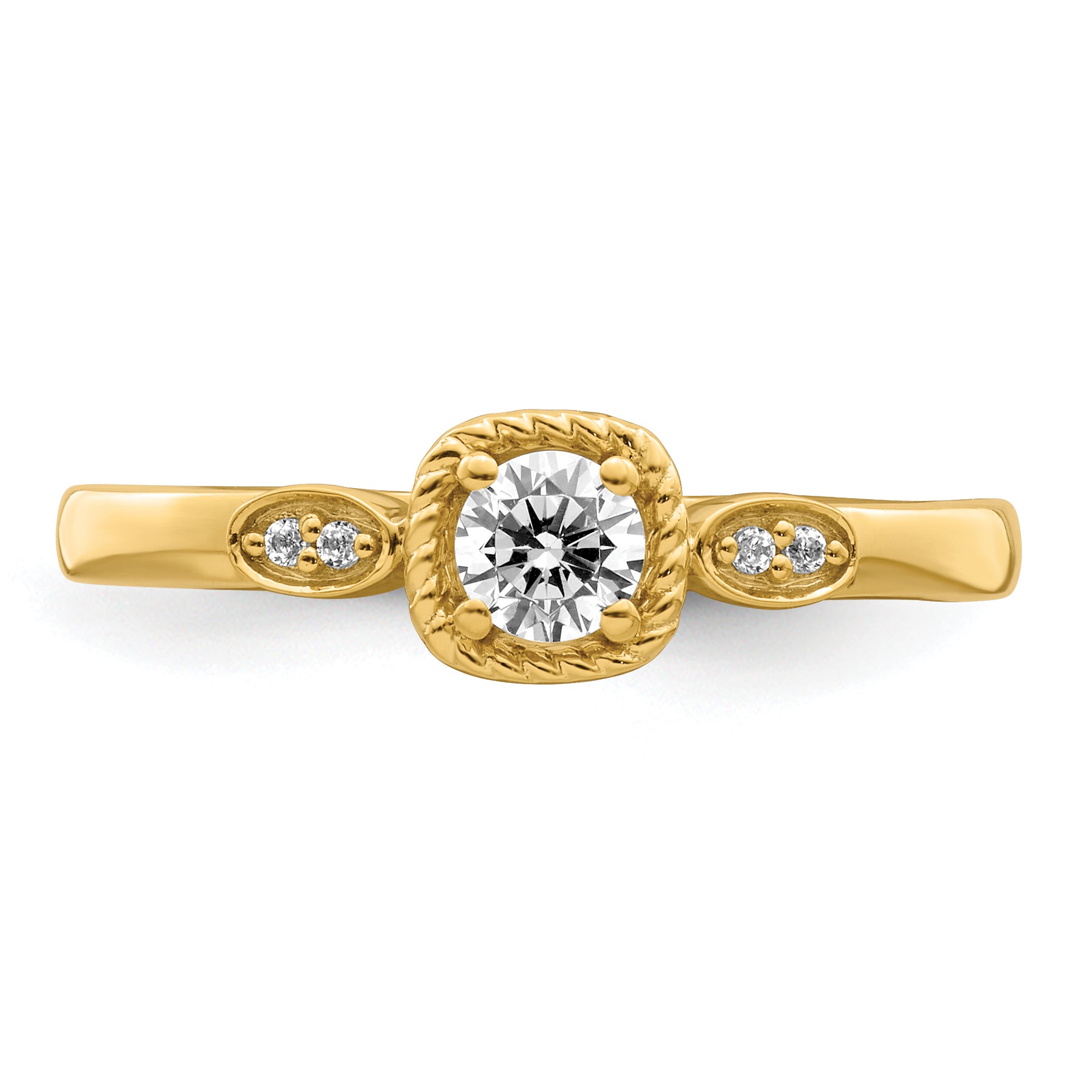 14k Yellow Gold First Promise Lab Grown VS/SI FGH Diamond Petite Rope Edge Engagement Ring