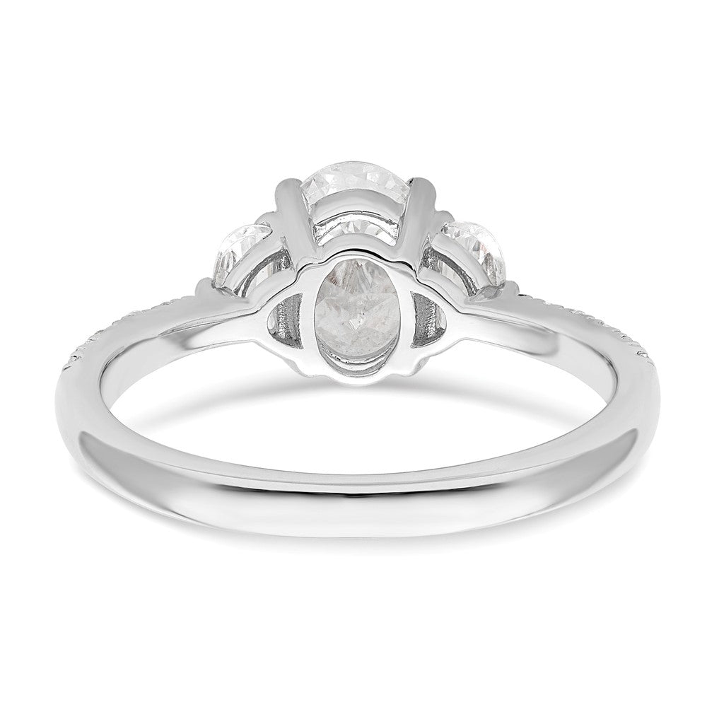 14K White Gold 3 Stone Half Moon/Oval Semi Mount Including 2 Moon Side Stones Dia Ring