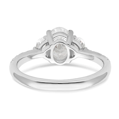 14K White Gold 3 Stone Half Moon/Oval Semi Mount Including 2 Moon Side Stones Dia Ring