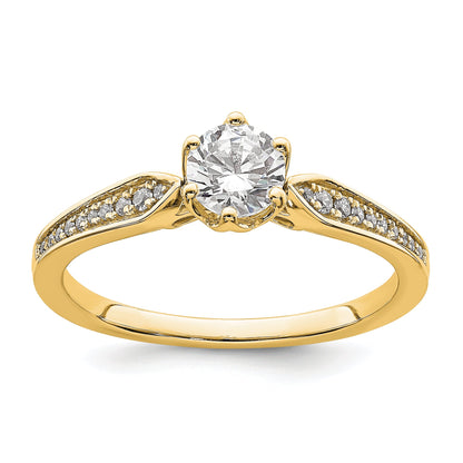 14K Yellow Gold (Holds 1/2 Carat (5.2mm) Round Center) 1/15 Diamond Semi Mount Engagement Ring