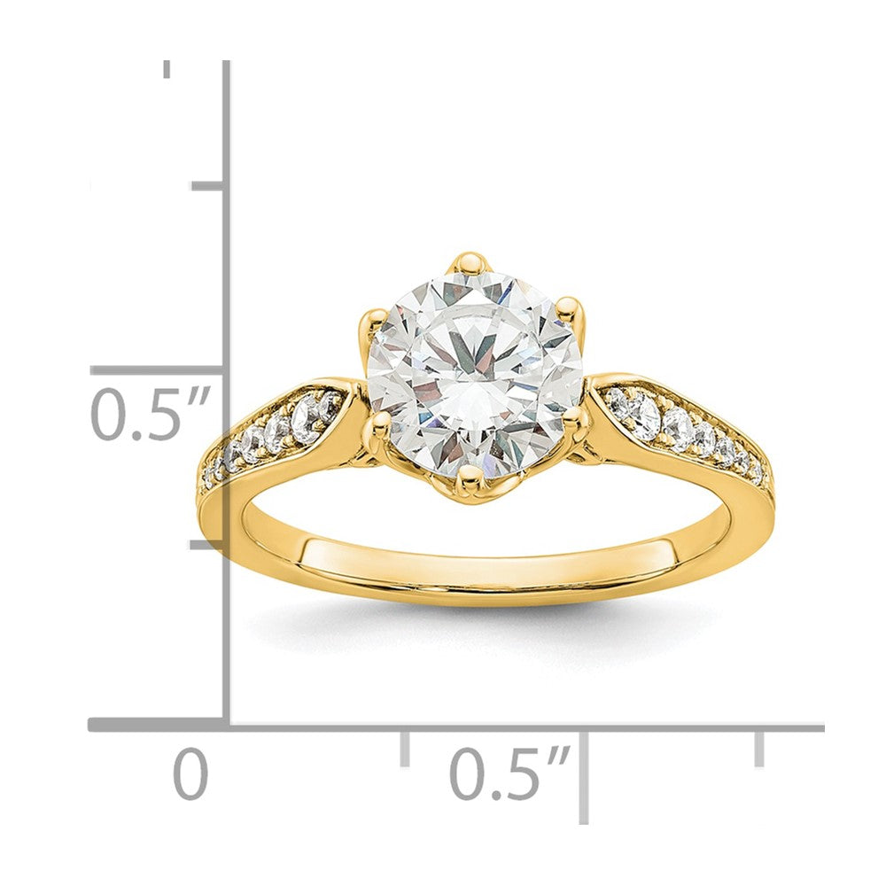 14K Yellow Gold Gold (Holds 1.5 carat (7.5mm) Round Center) 1/6 carat Diamond Semi-Mount Engagement Ring