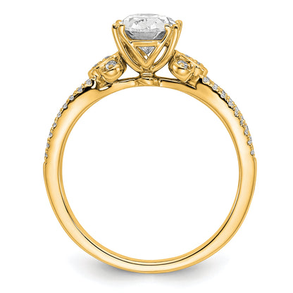 14K Yellow Gold Split Shank (Holds 1 Carat (8.00X6.1mm) Oval Center) 1/6 Diamond Semi Mount Engagement Ring