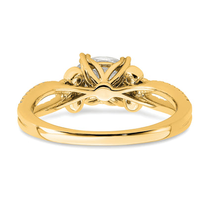 14K Yellow Gold Split Shank (Holds 1 Carat (8.00X6.1mm) Oval Center) 1/6 Diamond Semi Mount Engagement Ring