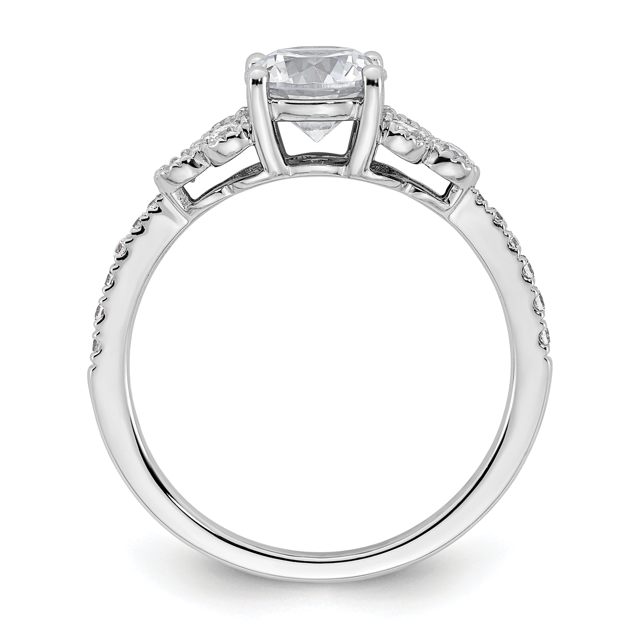 14k White Gold 1/5 Ct. Lab Grown Diamond VS/SI+ G+ 1 Ct. Center Round Engagement Ring