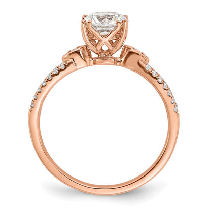 1.00ct. CZ Solid Real 14k Rose Polish 1ct Round Engagement Dia Ring