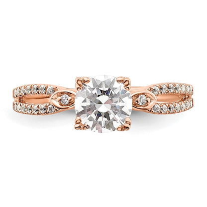 1.00ct. CZ Solid Real 14k Rose Polish 1ct Round Engagement Dia Ring