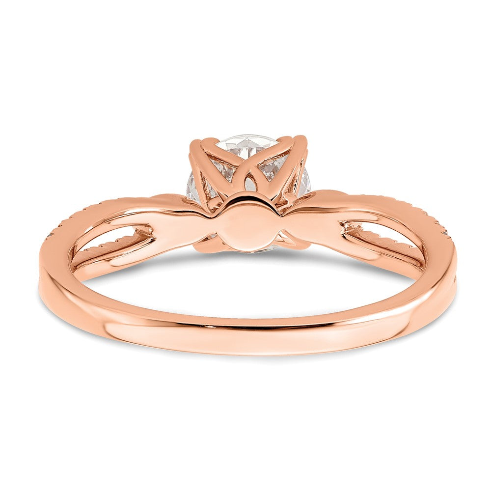 1.00ct. CZ Solid Real 14k Rose Polish 1ct Round Engagement Dia Ring
