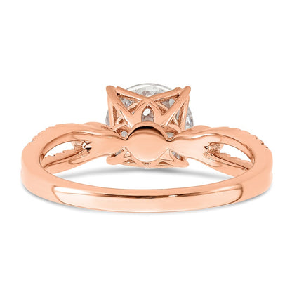 1.50ct. CZ Solid Real 14k Rose Polish 1 1/2ct Round Engagement Dia Ring