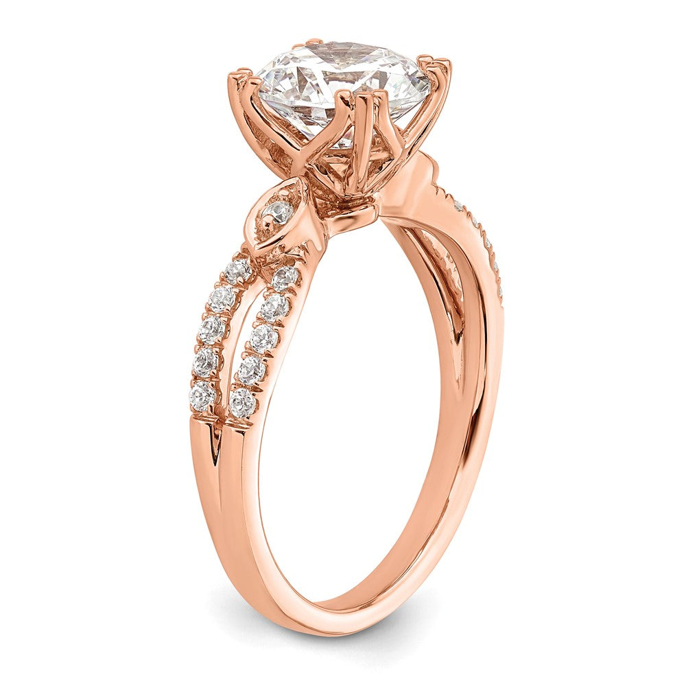 1.50ct. CZ Solid Real 14k Rose Polish 1 1/2ct Round Engagement Dia Ring
