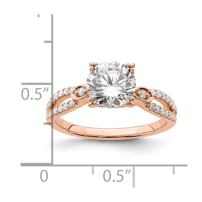 1.50ct. CZ Solid Real 14k Rose Polish 1 1/2ct Round Engagement Dia Ring