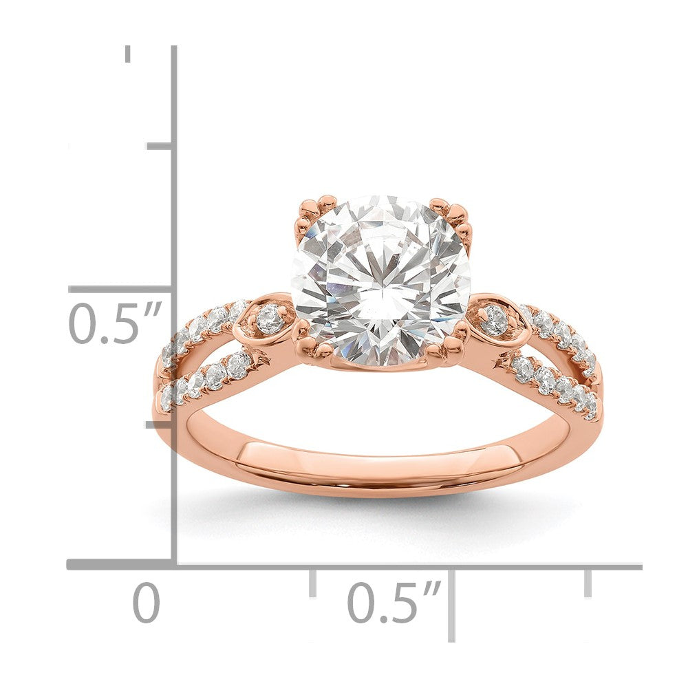 2.00ct. CZ Solid Real 14k Rose Polish 2ct Round Engagement Dia Ring