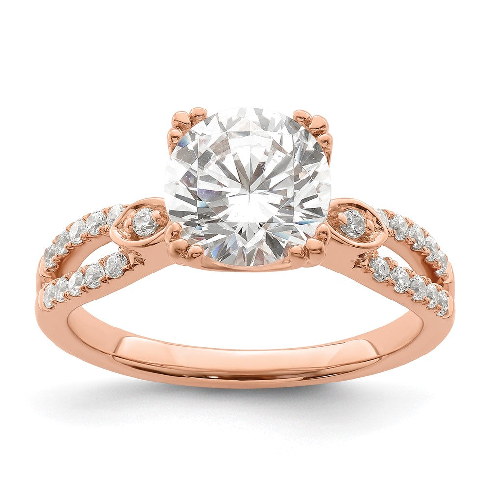 2.00ct. CZ Solid Real 14k Rose Polish 2ct Round Engagement Dia Ring